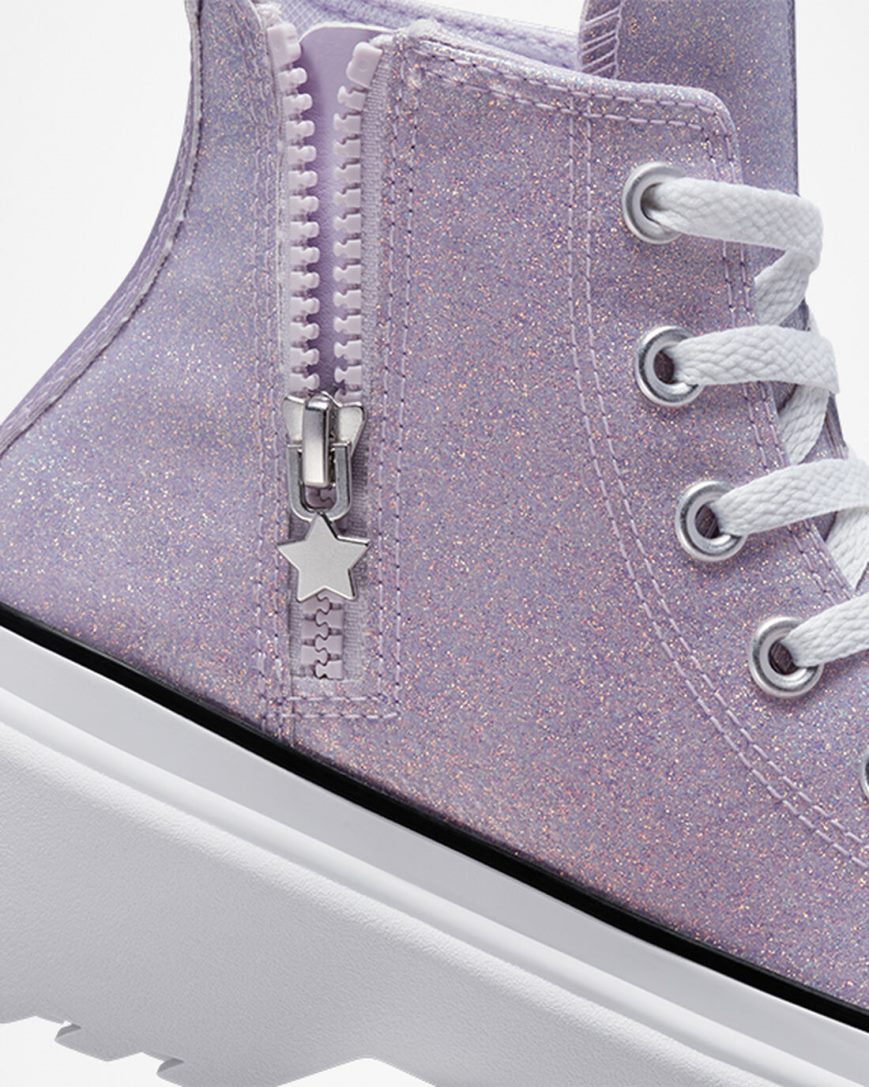 Sapatos Plataforma Converse Chuck Taylor All Star Lugged Lift Glitter Cano Alto Menina Roxo Branco Pretas | PT B04P518